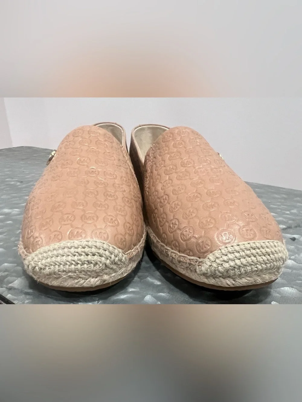 Michael Kors Tan Embossed Leather Espadrille Flats